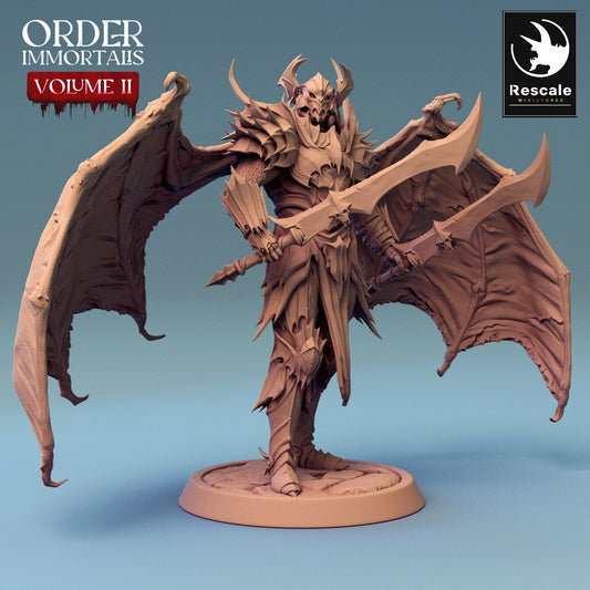 Immortalis Draven Full Armor Stand with Dual Swords and Wings | Rescale Miniatures | Compatible with D&D/AoS | Fantasy | Tabletop RPG