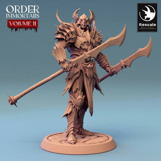 Immortalis Draven Full Armor Stand with Dual Lances | Rescale Miniatures | Compatible with D&D/AoS | Fantasy | Tabletop RPG