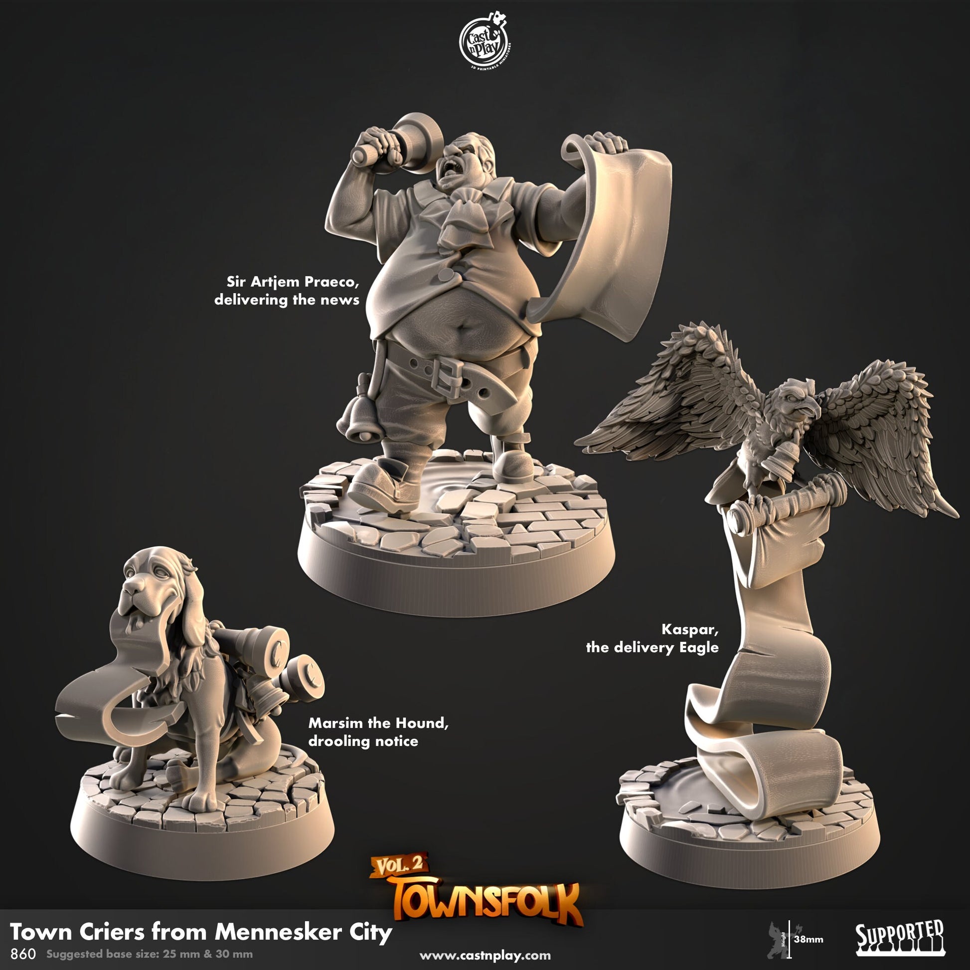 Town Criers from Mennesker City | CastnPlay | Compatible with D&D/AoS | Fantasy | Tabletop RPG