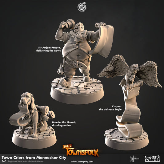 Town Criers from Mennesker City | CastnPlay | Compatible with D&D/AoS | Fantasy | Tabletop RPG