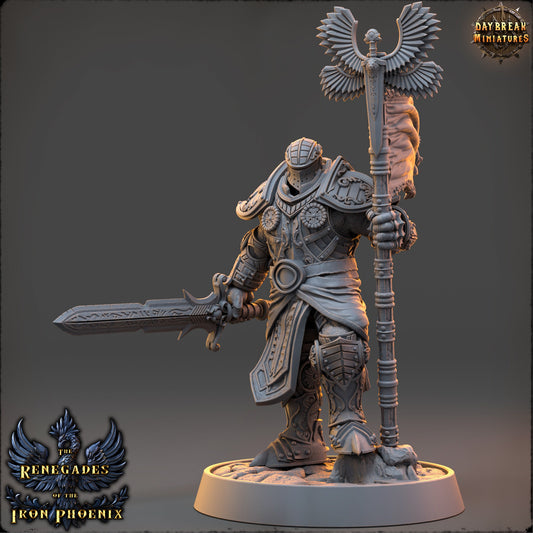 Knight Banner Bearer Capitaine | DayBreak Miniatures | Compatible with D&D/AOS | Fantasy | Tabletop