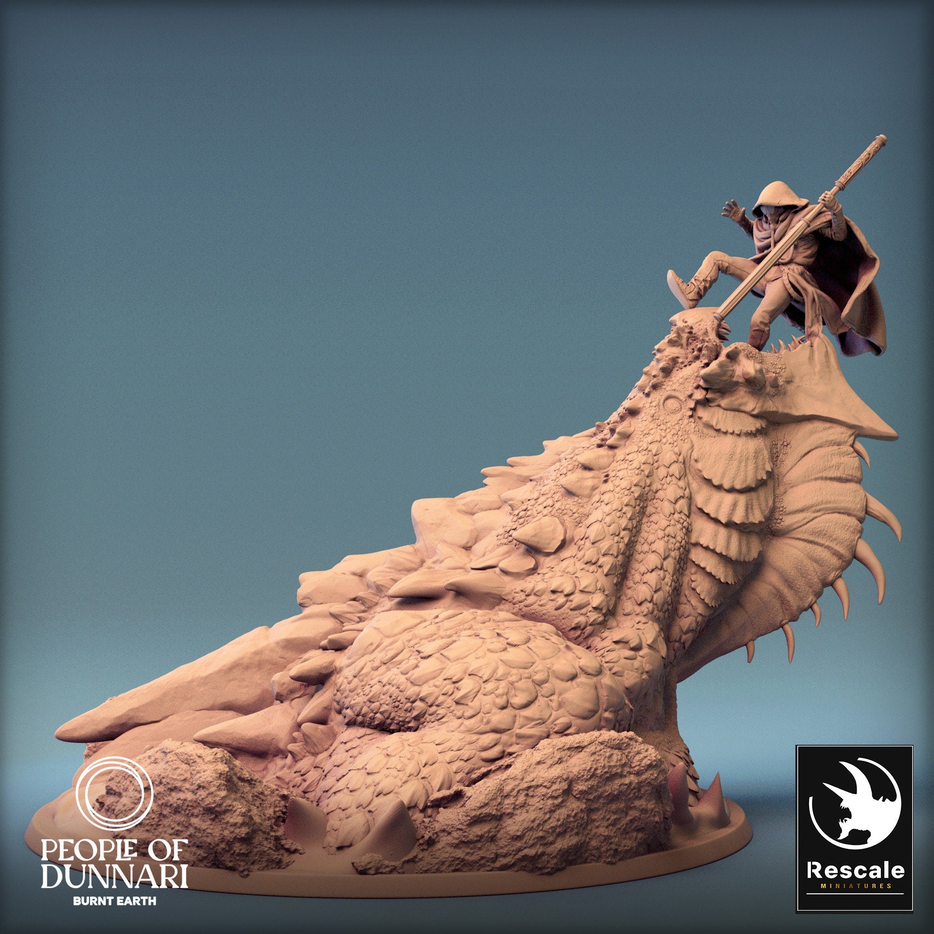 Dunnari Sand Wyvern Jump with Prey | Rescale Miniatures | Compatible with D&D/AoS | Fantasy | Tabletop RPG
