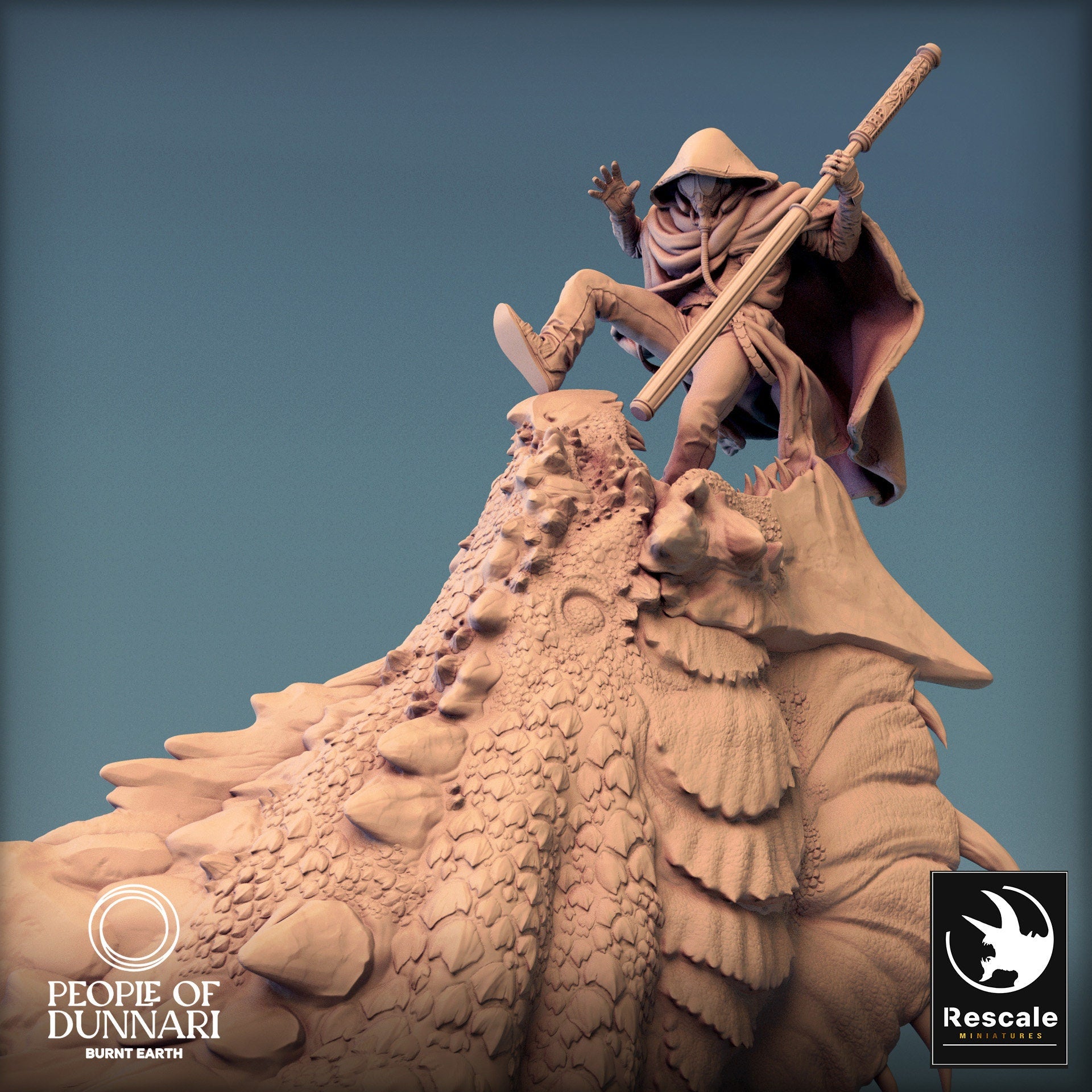 Dunnari Sand Wyvern Jump with Prey | Rescale Miniatures | Compatible with D&D/AoS | Fantasy | Tabletop RPG