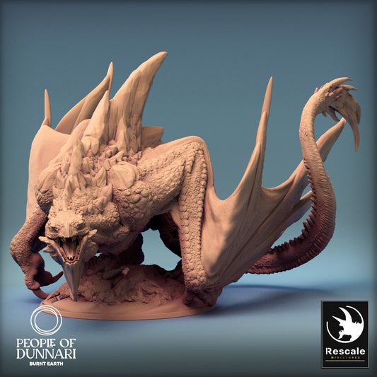 Dunnari Sand Wyvern Stand with Prey | Rescale Miniatures | Compatible with D&D/AoS | Fantasy | Tabletop RPG
