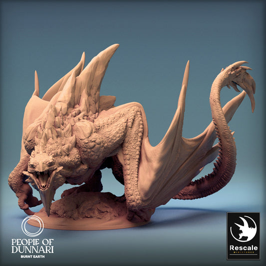 Dunnari Sand Wyvern Stand | Rescale Miniatures | Compatible with D&D/AoS | Fantasy | Tabletop RPG