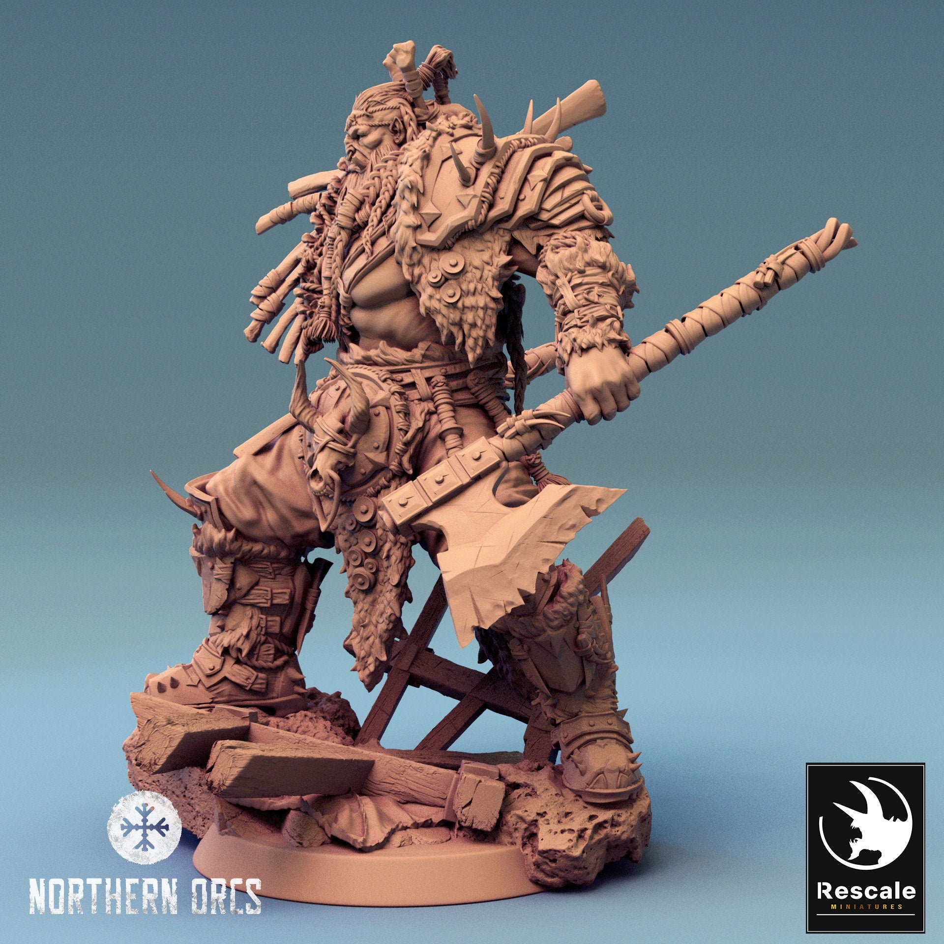 Northern Orcs Azhrog Armored | Rescale Miniatures | Compatible with D&D/AoS | Fantasy | Tabletop RPG