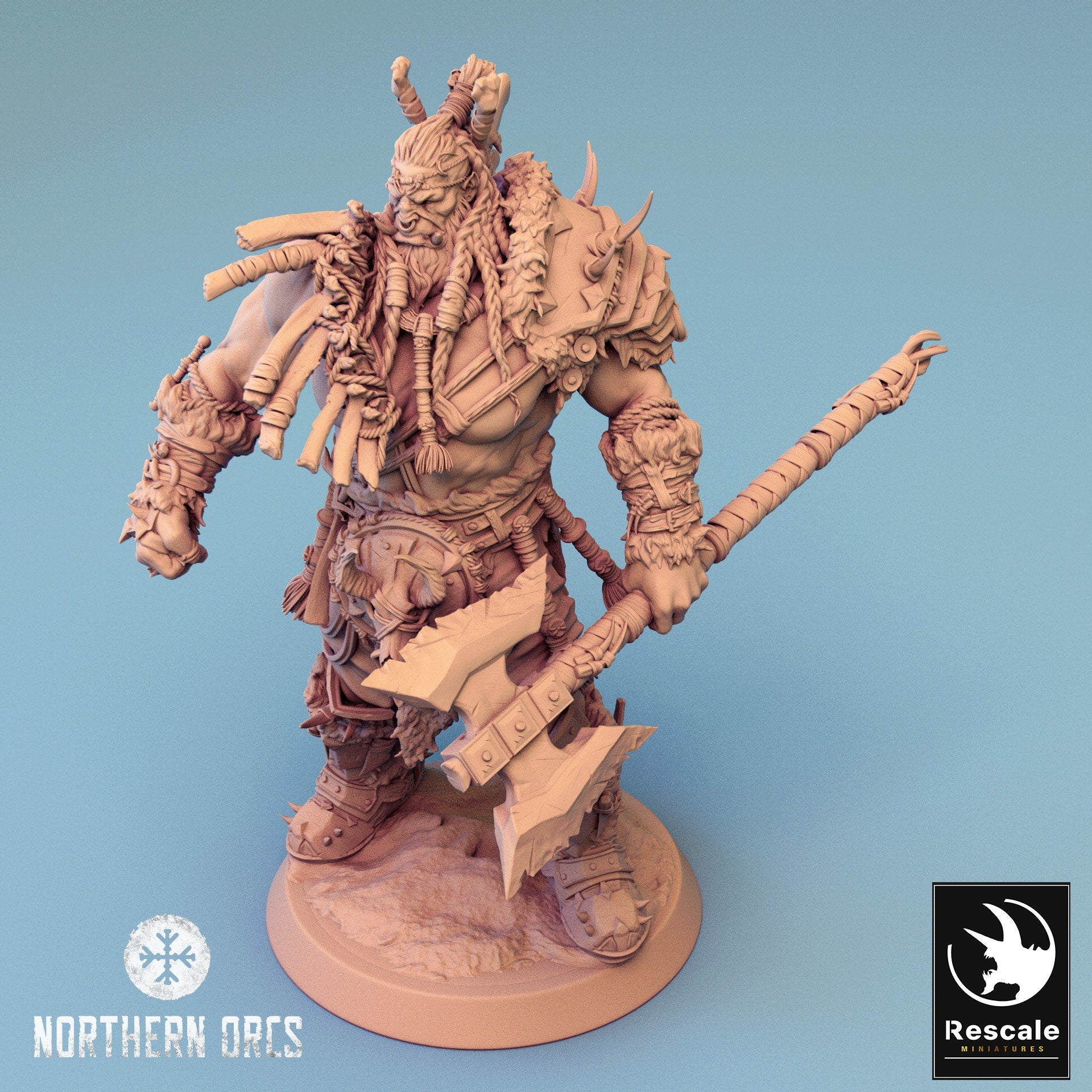 Northern Orcs Azhrog Stand | Rescale Miniatures | Compatible with D&D/AoS | Fantasy | Tabletop RPG