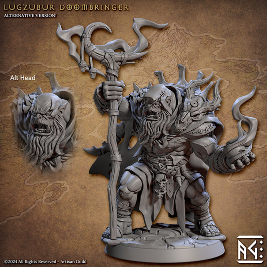 Orc Warlock Lugzubur Doombringer | Artisan Guild Miniatures | Compatible with D&D/AoS | Fantasy | Tabletop RPG