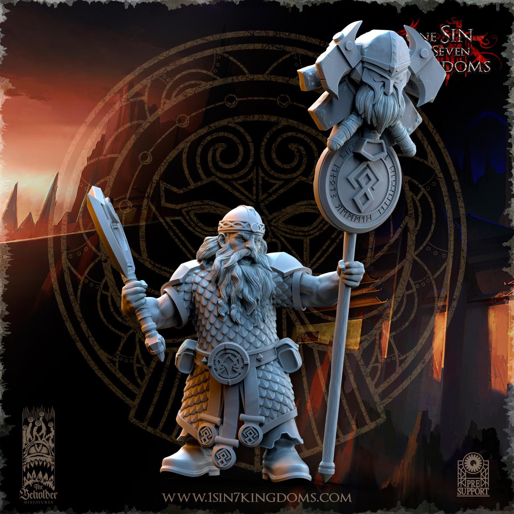 Dwarven Kingdoms Command Group | The Beholder Miniatures | Compatible with D&D/AoS | Fantasy | Tabletop RPG