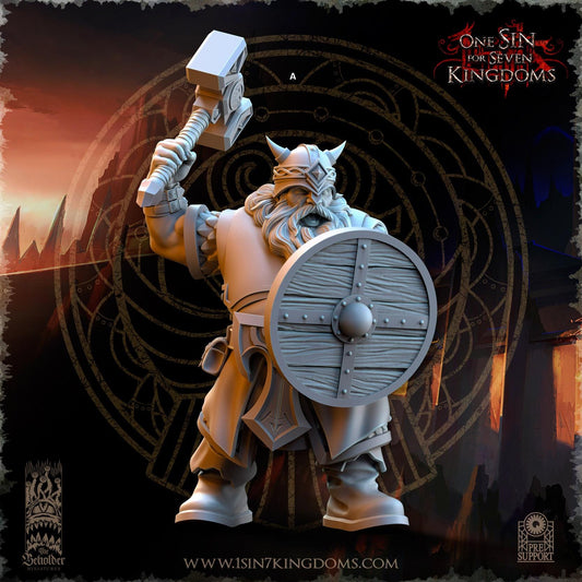 Dwarven Kingdoms Warrior | The Beholder Miniatures | Compatible with D&D/AoS | Fantasy | Tabletop RPG