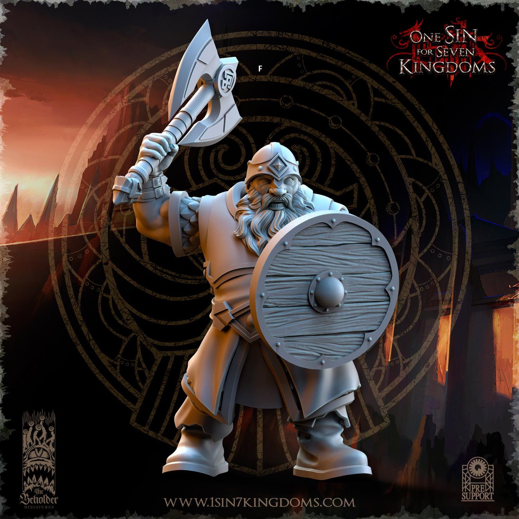 Dwarven Kingdoms Warrior | The Beholder Miniatures | Compatible with D&D/AoS | Fantasy | Tabletop RPG