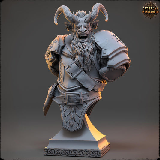 Tiefling Glahod Bust | DayBreak Miniatures | Compatible with D&D/AOS | Fantasy | Tabletop