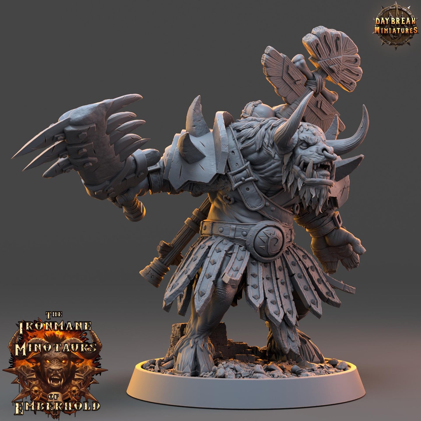 Minotaur Shaman Tarnok | DayBreak Miniatures | Two Handed Weapons | Compatible with D&D/AOS | Fantasy | Tabletop RPG