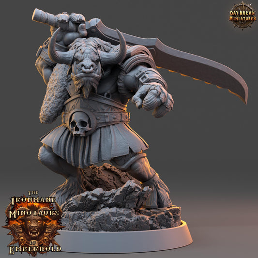 Minotaur Barbarian Zorath | DayBreak Miniatures | Two Handed Weapons | Compatible with D&D/AOS | Fantasy | Tabletop RPG