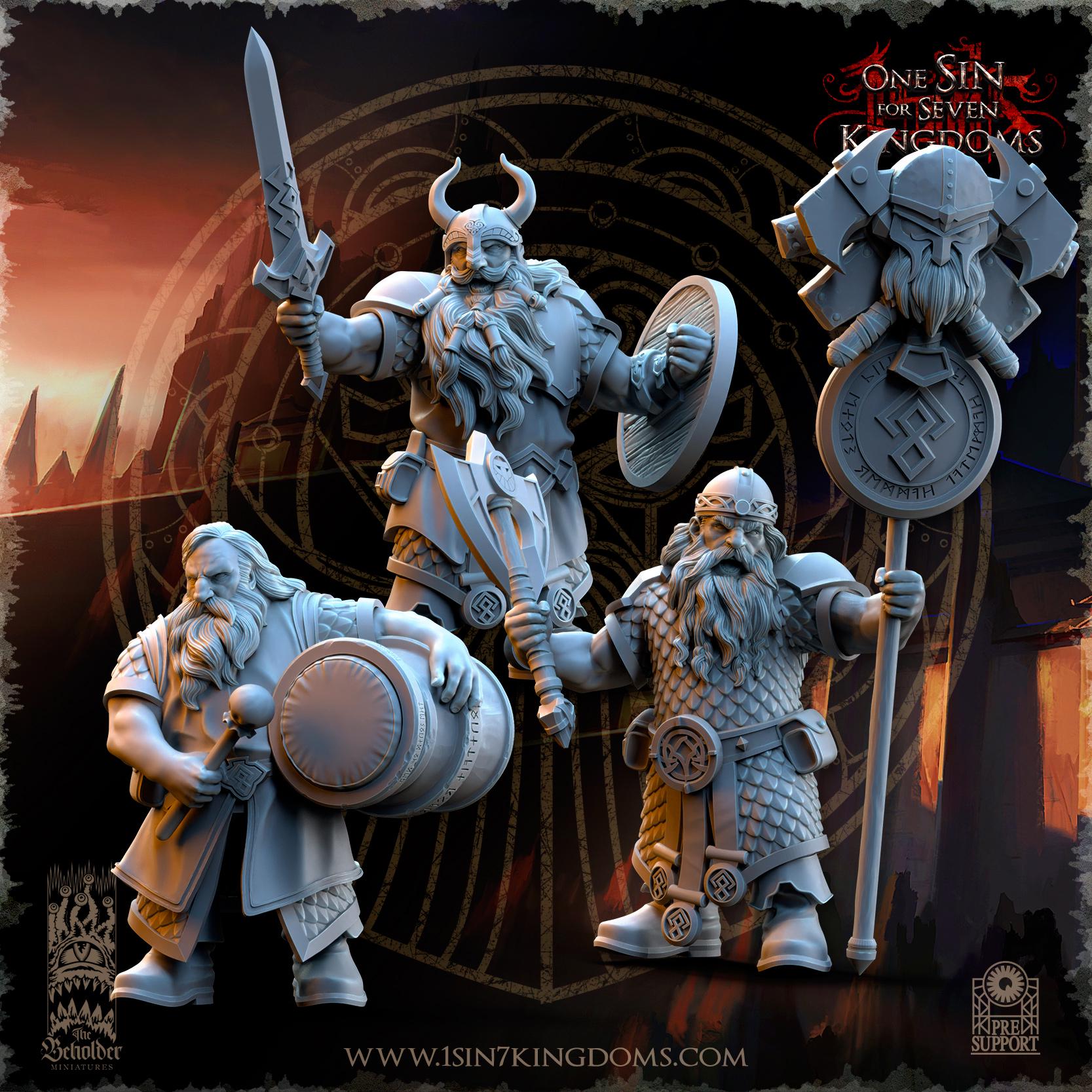 Dwarven Kingdoms Command Group | The Beholder Miniatures | Compatible with D&D/AoS | Fantasy | Tabletop RPG