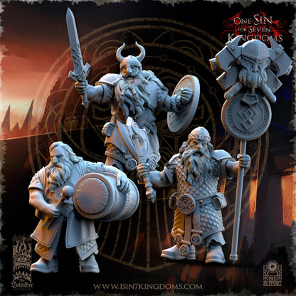 Dwarven Kingdoms Command Group | The Beholder Miniatures | Compatible with D&D/AoS | Fantasy | Tabletop RPG