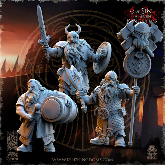 Dwarven Kingdoms Command Group | The Beholder Miniatures | Compatible with D&D/AoS | Fantasy | Tabletop RPG