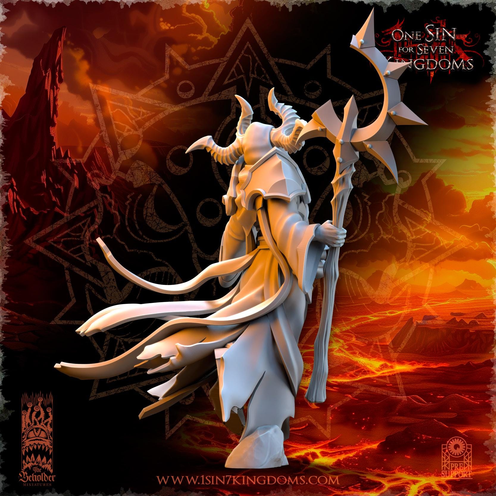 Realms of Mayhem Nihilgaard Dark Sorcerer | The Beholder Miniatures | Compatible with D&D/AoS | Fantasy | Tabletop RPG