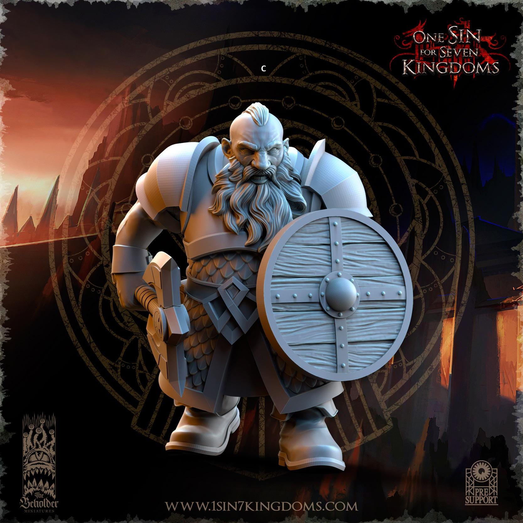 Dwarven Kingdoms Warrior | The Beholder Miniatures | Compatible with D&D/AoS | Fantasy | Tabletop RPG