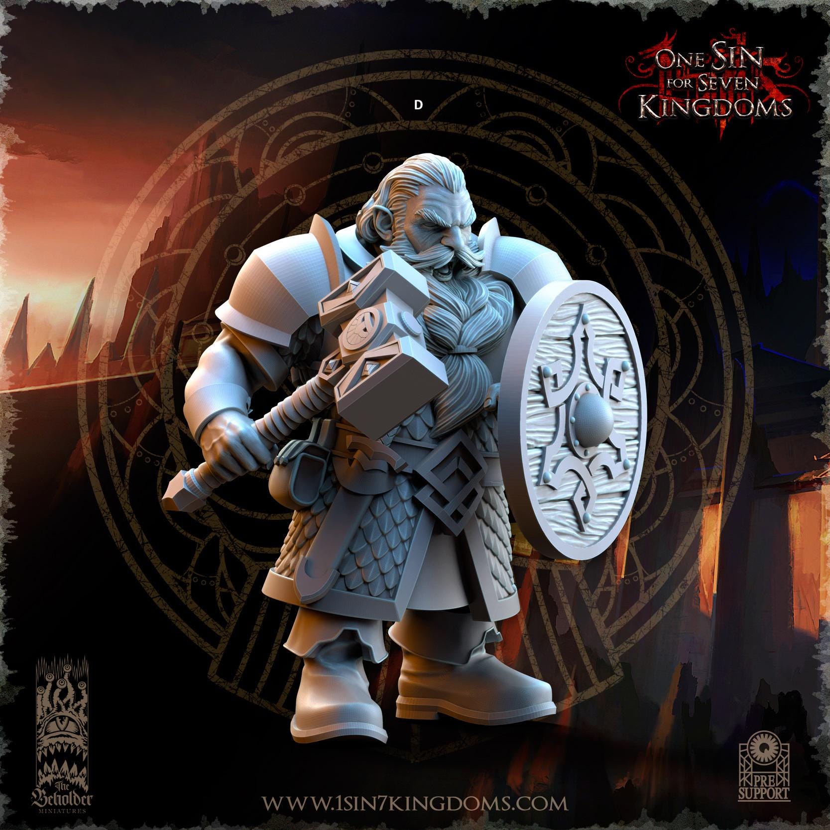Dwarven Kingdoms Warrior | The Beholder Miniatures | Compatible with D&D/AoS | Fantasy | Tabletop RPG