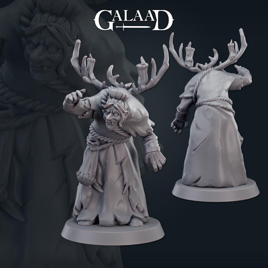 Female Crone Witch Chanting | Galaad Miniatures | Compatible with D&D/AoS | Fantasy | Tabletop RPG