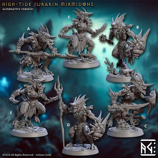 Mirmidon High Tide Jurakin Alts | Artisan Guild Miniatures | Compatible with D&D/AoS | Fantasy | Tabletop RPG