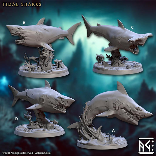 Mirmidon Tidal Sharks | Artisan Guild Miniatures | Compatible with D&D/AoS | Fantasy | Tabletop RPG