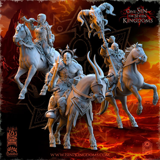 Realms of Mayhem Barbarian Rider Command Group Warband Set | The Beholder Miniatures | Compatible with D&D/AoS | Fantasy | Tabletop RPG