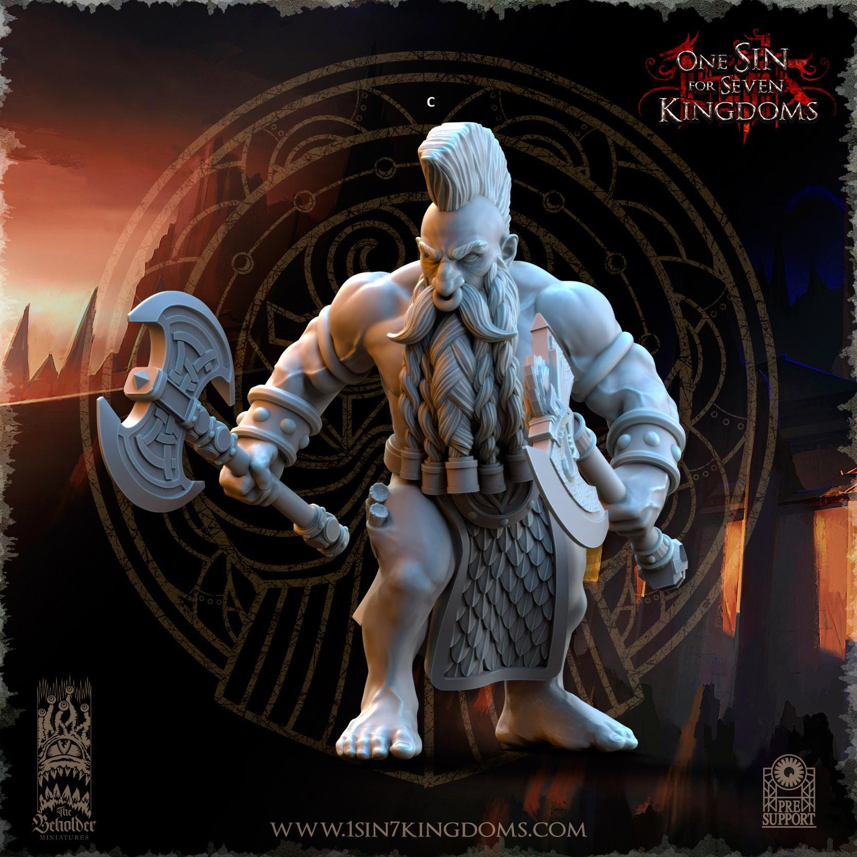 Dwarven Kingdoms Molten Core Slayers with Dual Axes | The Beholder Miniatures | Compatible with D&D/AoS | Fantasy | Tabletop RPG
