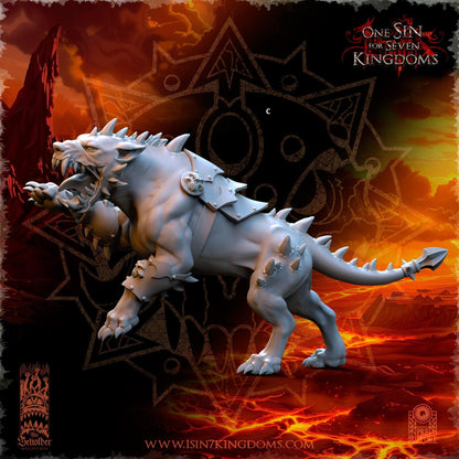 Realms of Mayhem Armored Hell hounds | The Beholder Miniatures | Compatible with D&D/AoS | Fantasy | Tabletop RPG