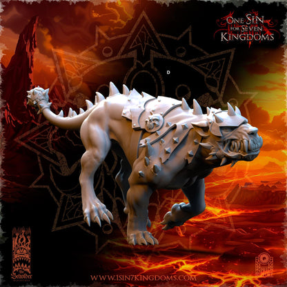 Realms of Mayhem Armored Hell hounds | The Beholder Miniatures | Compatible with D&D/AoS | Fantasy | Tabletop RPG