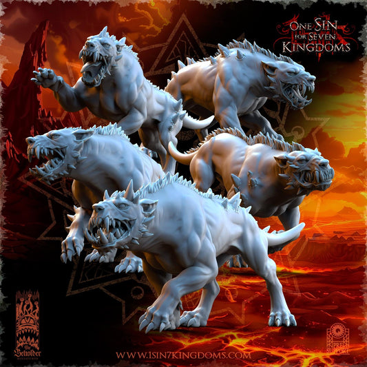 Realms of Mayhem Hell hounds | The Beholder Miniatures | Compatible with D&D/AoS | Fantasy | Tabletop RPG