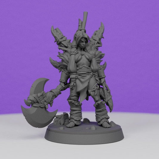 Female Barbarian Marauder | Lord of War Miniatures | Compatible with D&D/AoS | Fantasy | Tabletop RPG