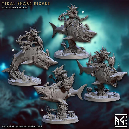 Mirmidon Tidal Shark Riders Alts | Artisan Guild Miniatures | Compatible with D&D/AoS | Fantasy | Tabletop RPG