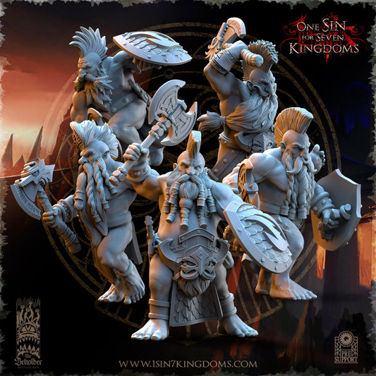 Dwarven Kingdoms Molten Core Slayers with Axe and Shield | The Beholder Miniatures | Compatible with D&D/AoS | Fantasy | Tabletop RPG