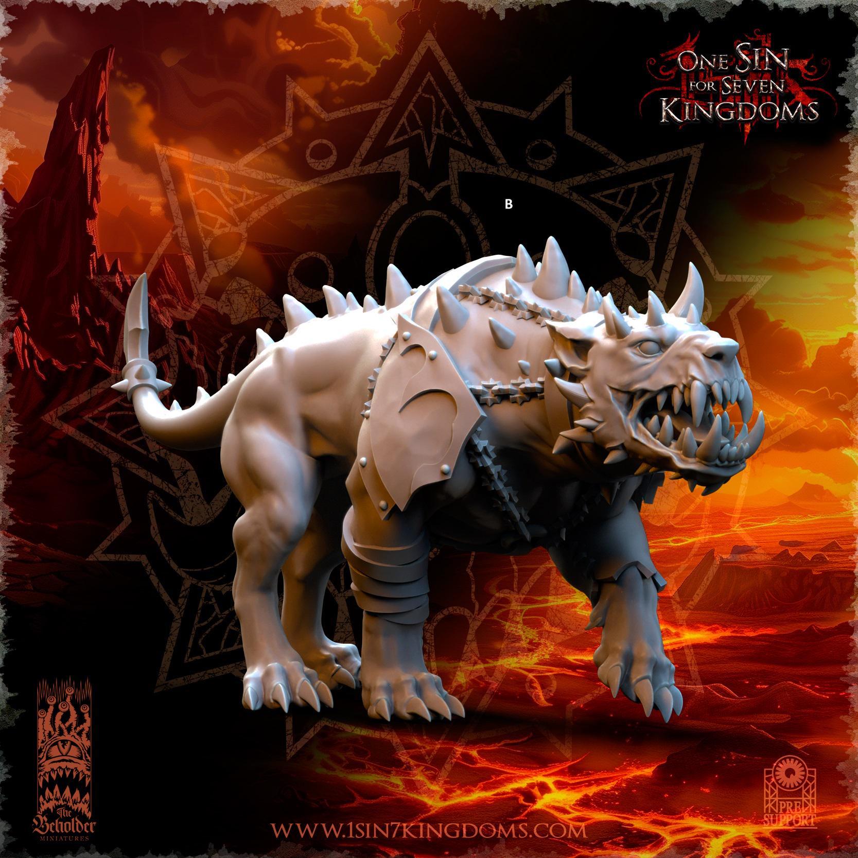 Realms of Mayhem Armored Hell hounds | The Beholder Miniatures | Compatible with D&D/AoS | Fantasy | Tabletop RPG