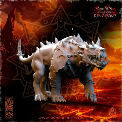 Realms of Mayhem Armored Hell hounds Warband Set | The Beholder Miniatures | Compatible with D&D/AoS | Fantasy | Tabletop RPG