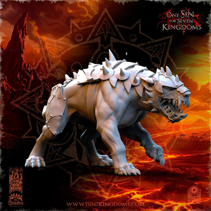 Realms of Mayhem Armored Hell hounds | The Beholder Miniatures | Compatible with D&D/AoS | Fantasy | Tabletop RPG