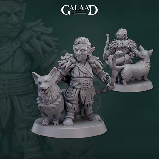 Ranger Halfling and Hunting Dog | Galaad Miniatures | Compatible with D&D/AoS | Fantasy | Tabletop RPG