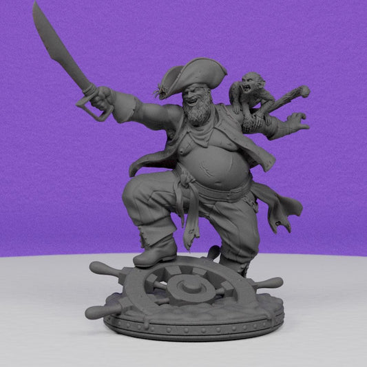 Pirate Shark Barbarossa with Monkey | Primal Collectibles | Compatible with D&D/AoS | Fantasy