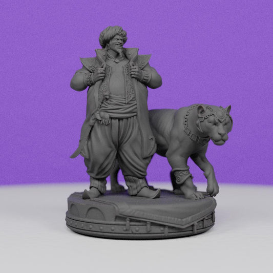 Crime Lord Jafar with Tiger | Primal Collectibles | Compatible with D&D/AoS | Fantasy
