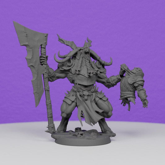 Beastmen Warlord Bazgor Champion | Artisan Guild Miniatures | Compatible with D&D/AoS | Fantasy | Tabletop RPG