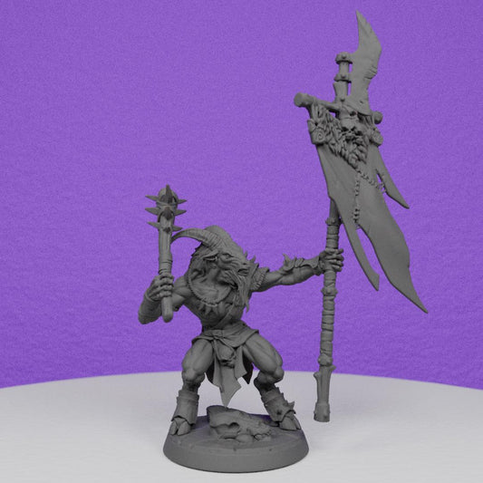 Beastmen Gobor Standard Bearer | Artisan Guild Miniatures | Compatible with D&D/AoS | Fantasy | Tabletop RPG