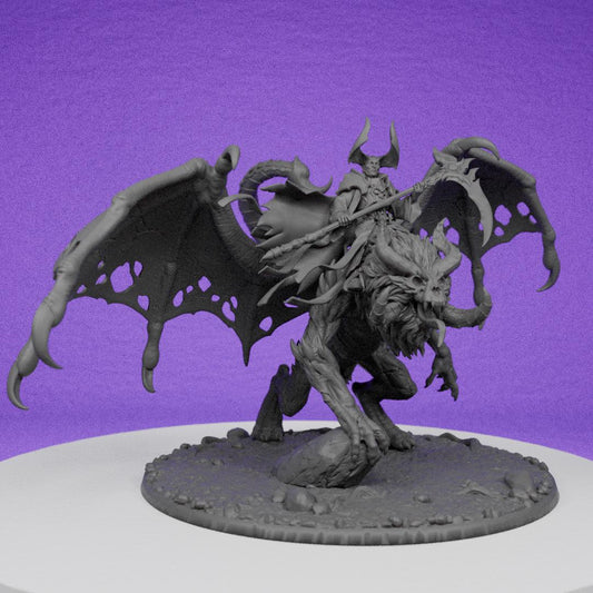 Realms of Mayhem Sorcerer on Undead Manticore | The Beholder Miniatures | Compatible with D&D/AoS | Fantasy | Tabletop RPG