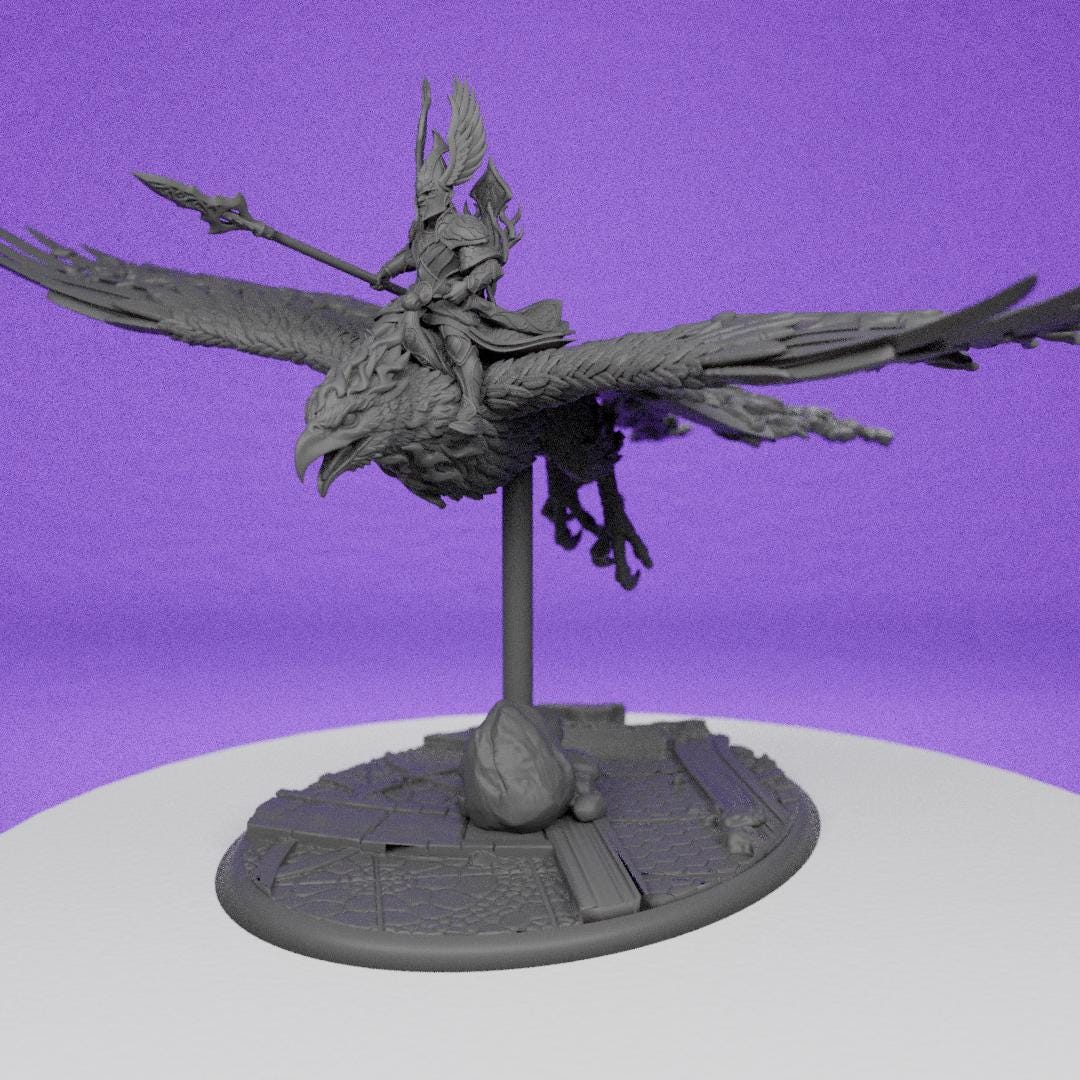 SilverMoor Elf Searing Bird Lord on Phoenix | The Beholder Miniatures | Compatible with D&D/AoS | Fantasy | Tabletop RPG