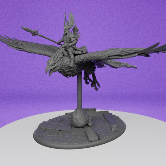 SilverMoor Elf Searing Bird Lord on Phoenix | The Beholder Miniatures | Compatible with D&D/AoS | Fantasy | Tabletop RPG