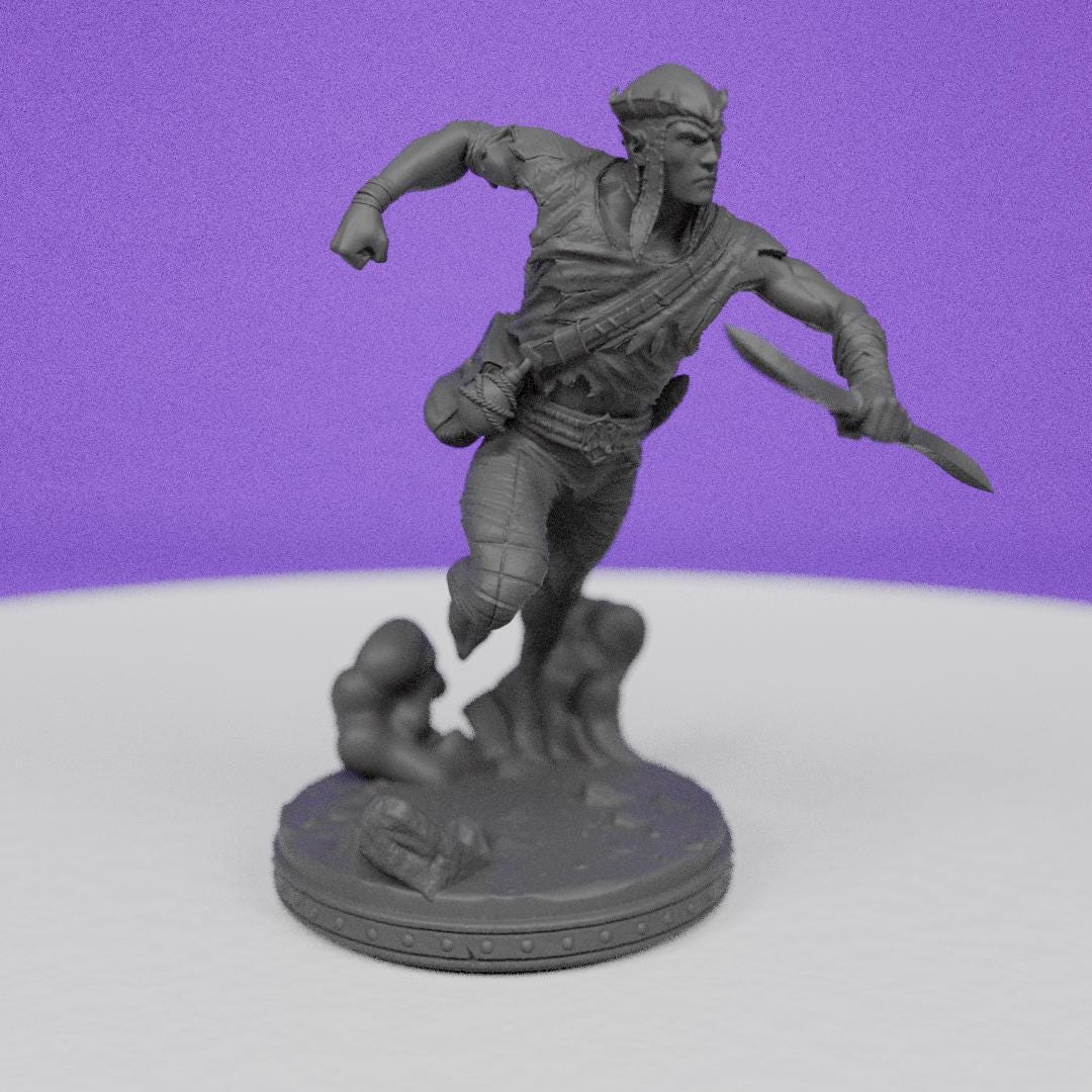 Elven Fighter Ayen | Primal Collectibles | Compatible with D&D/AoS | Fantasy