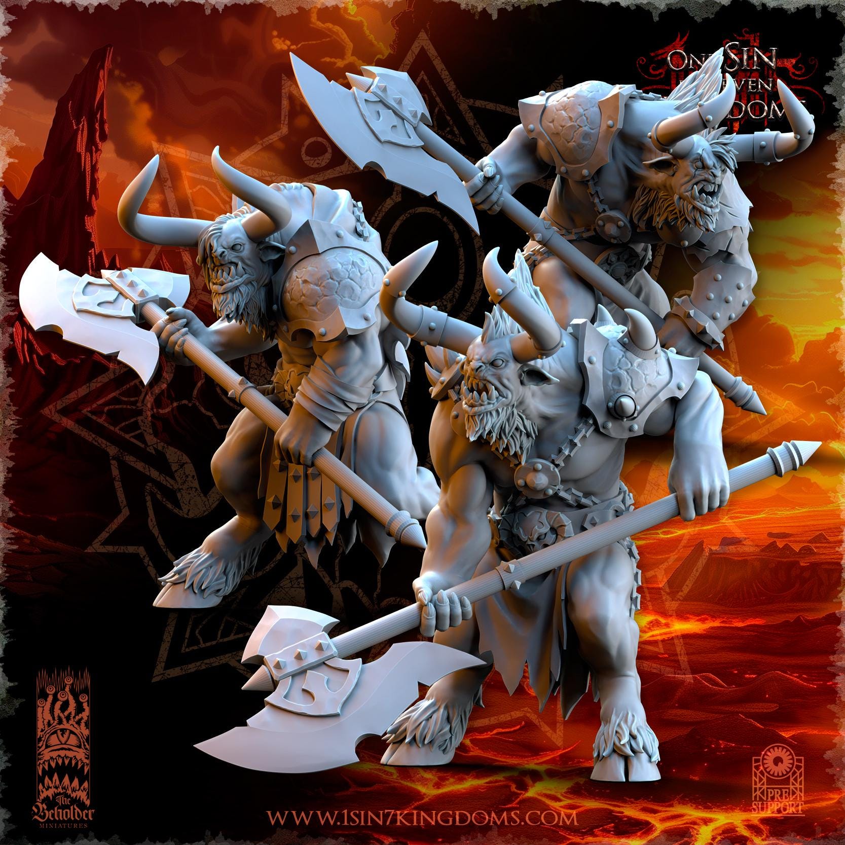 Realms of Mayhem Minotaur's with Two handed Axe | The Beholder Miniatures | Compatible with D&D/AoS | Fantasy | Tabletop RPG