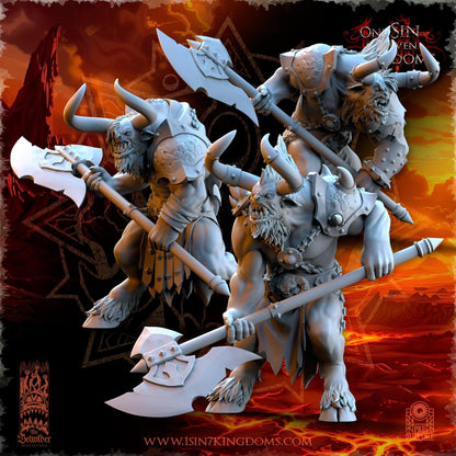 Realms of Mayhem Minotaur's with Two handed Axe | The Beholder Miniatures | Compatible with D&D/AoS | Fantasy | Tabletop RPG
