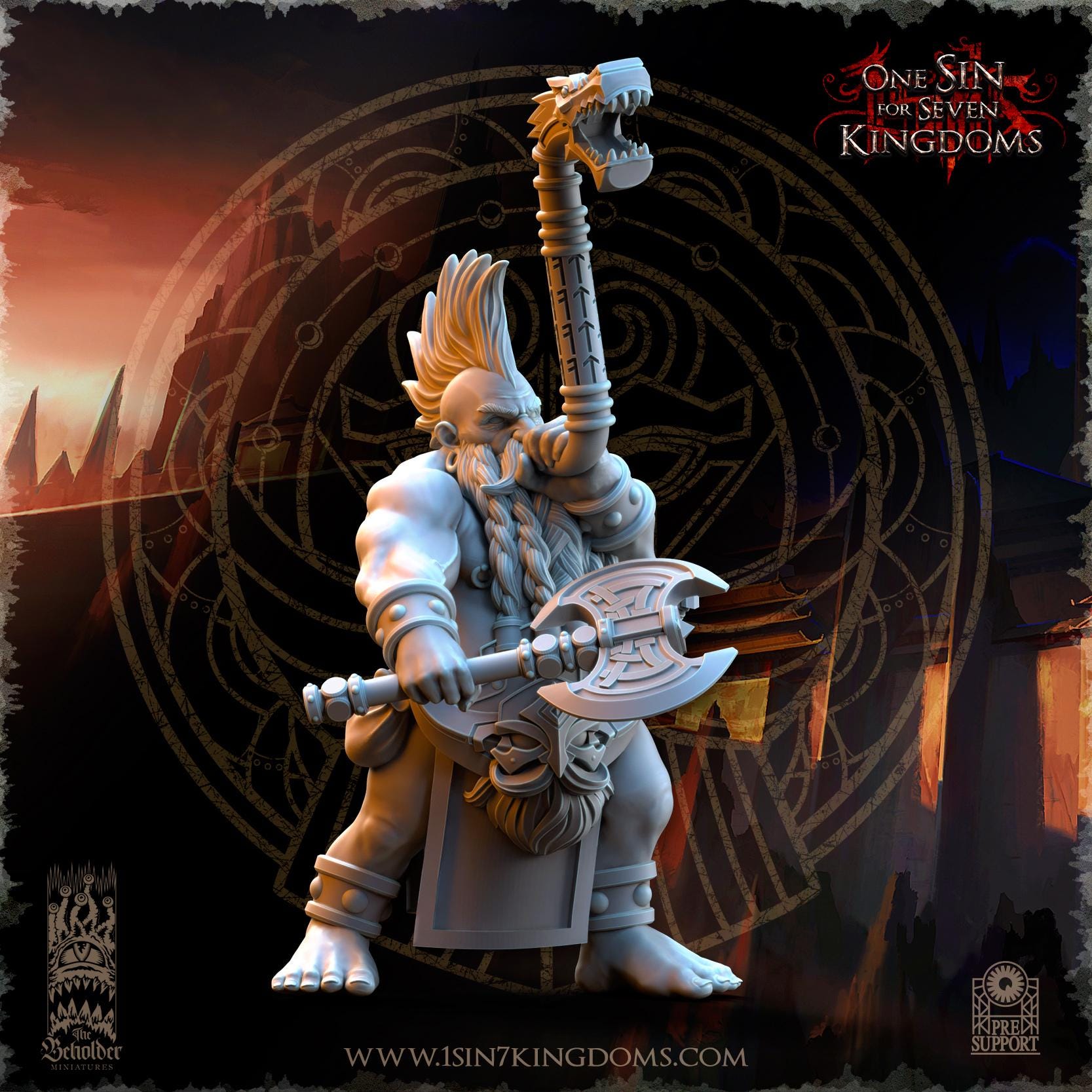 Dwarven Kingdoms Cleavers of Molten Core Command | The Beholder Miniatures | Compatible with D&D/AoS | Fantasy | Tabletop RPG
